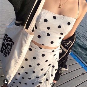 REFORMATION MIDI POLKA DOT DRESS